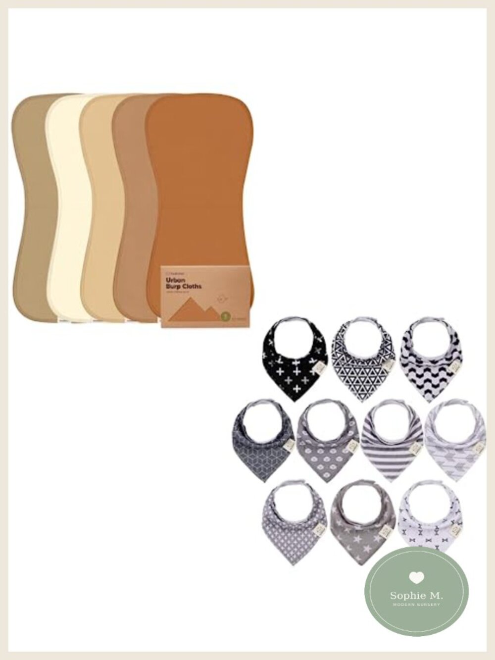 5-Pack Burp Cloths & 10-Pack Bandana Drool Bibs for Baby